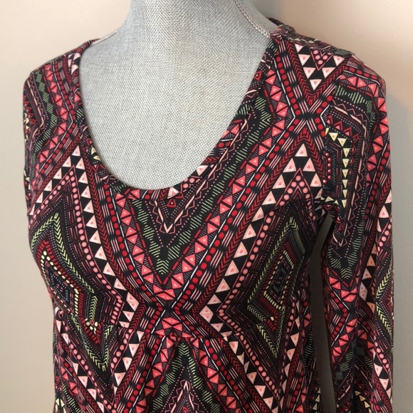 Bongo Retro Print Bell Sleeve Dress w Strap Back Size Small - Picture 5 of 11